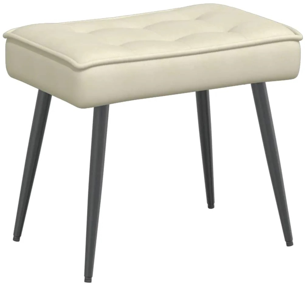 Cadeira de relaxamento com banco em veludo creme