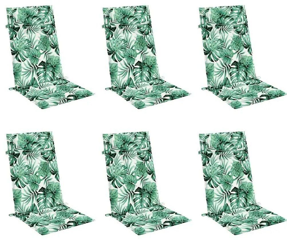 Almofadões p/ cadeira encosto alto 6 pcs tecido oxford folhas