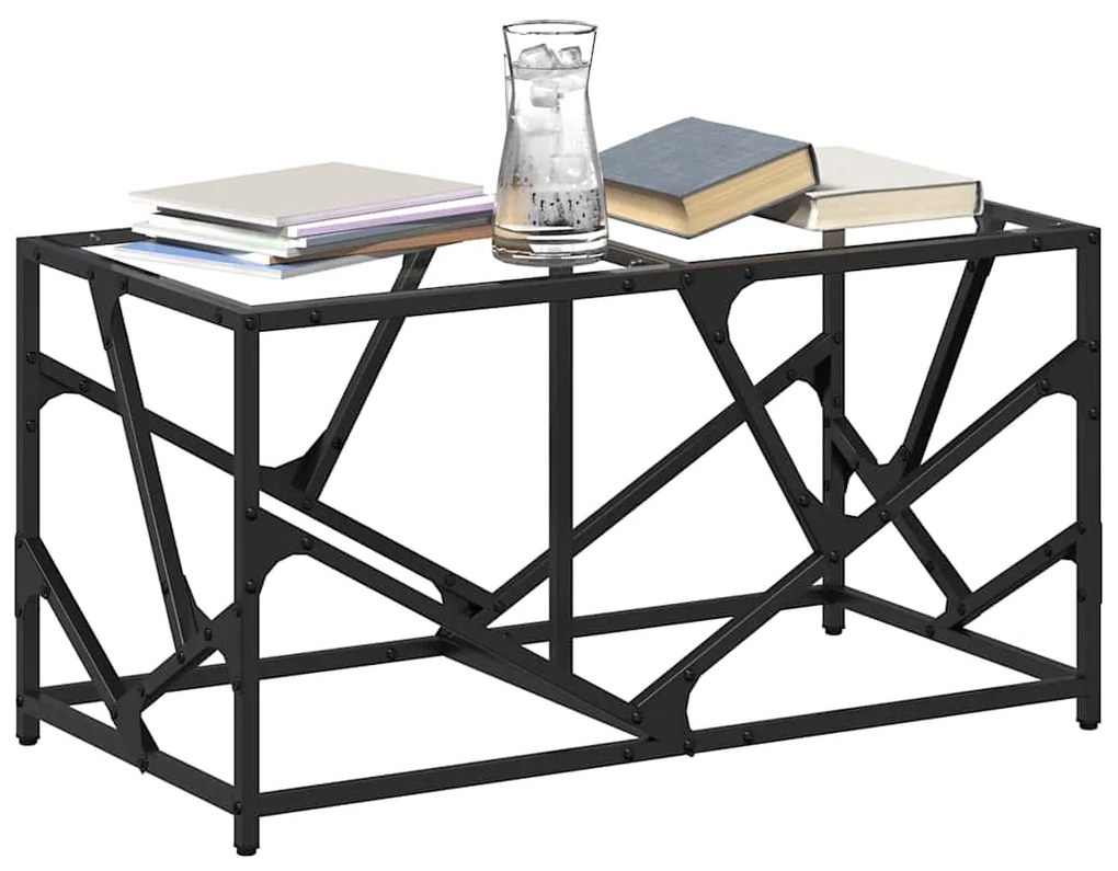 Mesa de centro c/ topo em vidro transparente 78,5x40x41 cm aço