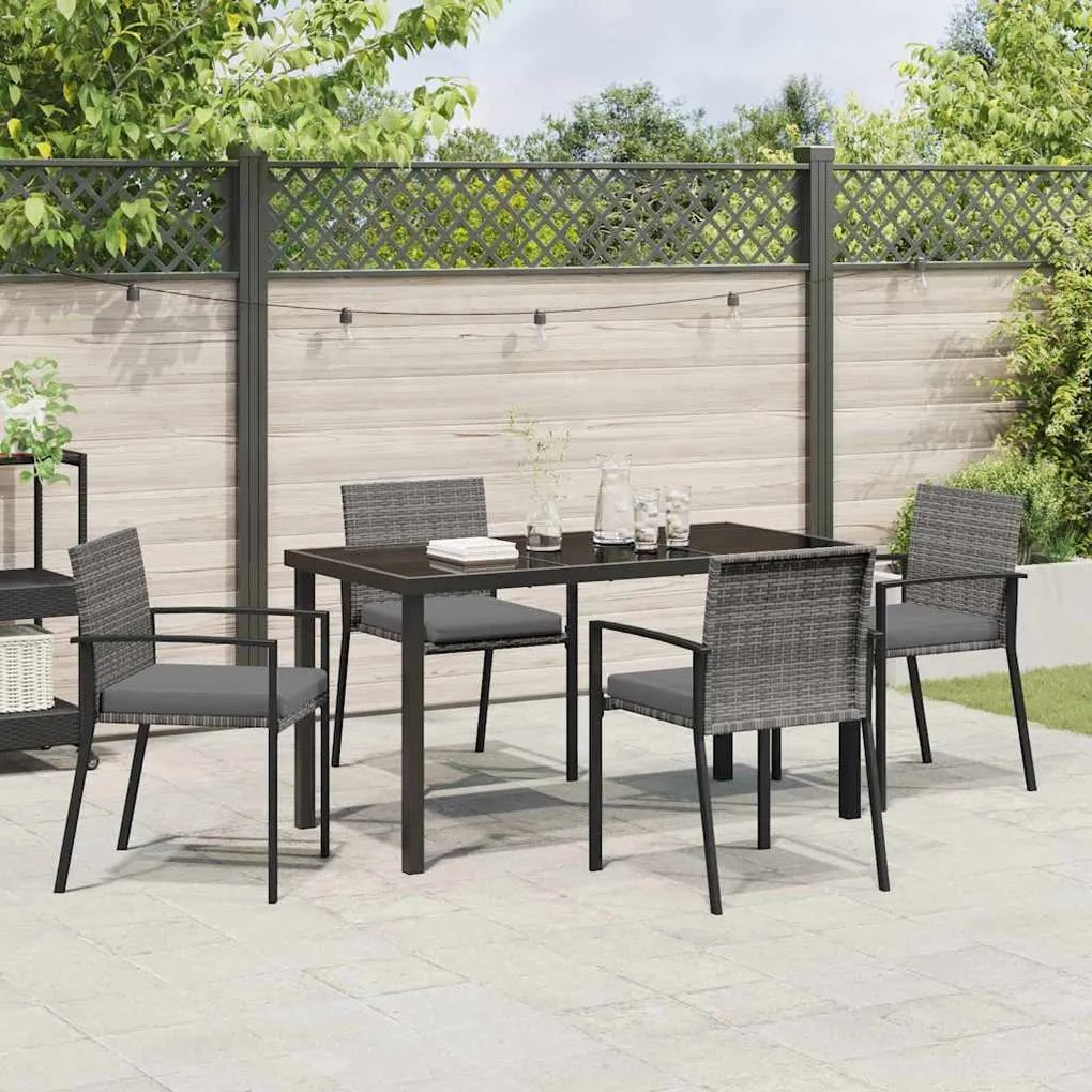 Conjunto de Jantar de Jardim 5 Peças Cinza Rattan PE