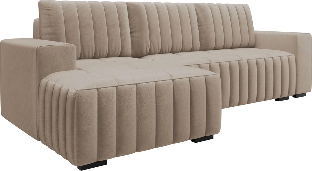 Sofá de canto Columbus 154, Cama com arrumação, 240x140x85cm, 104 kg, Pernas: Madeira, Madeira: Pinheiro