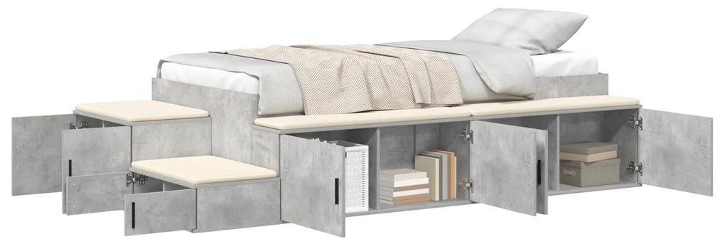 Estrutura de Cama Cinza Betão 90x200 cm