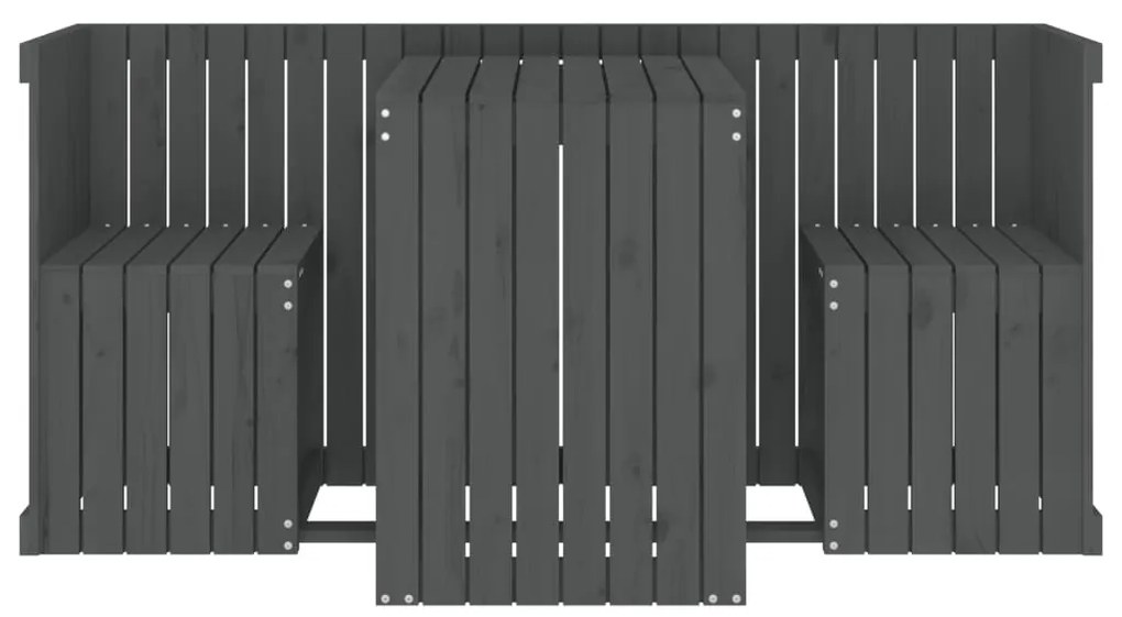 Conjunto de varanda 2 lugares madeira de pinho maciça cinzento