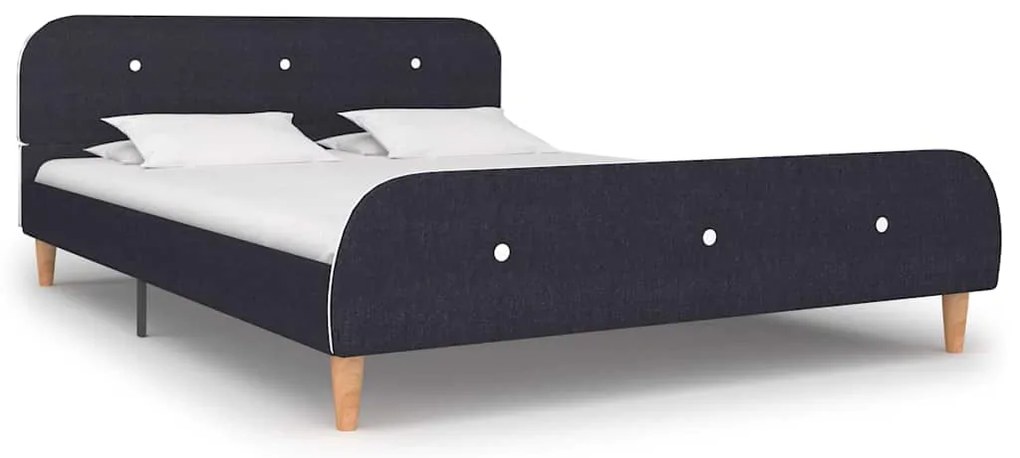 vidaXL Estrutura de cama sem colchão 135x190 cm tecido cinzento-escuro