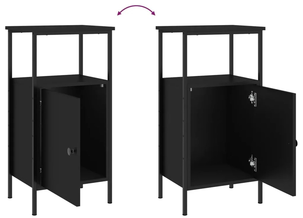 Mesa de Cabeceira - Preto - 41x31x80 cm