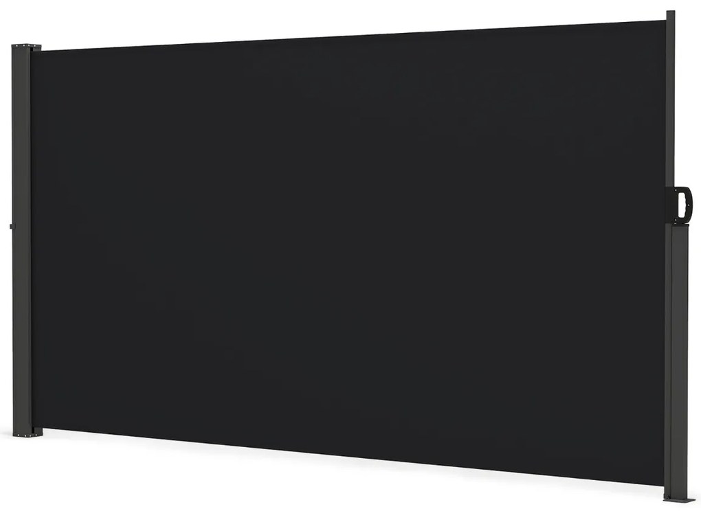 Toldo lateral retrátil para jardim 300 x 160 cm de privacidade para exterior enrolável e dobrável Preto