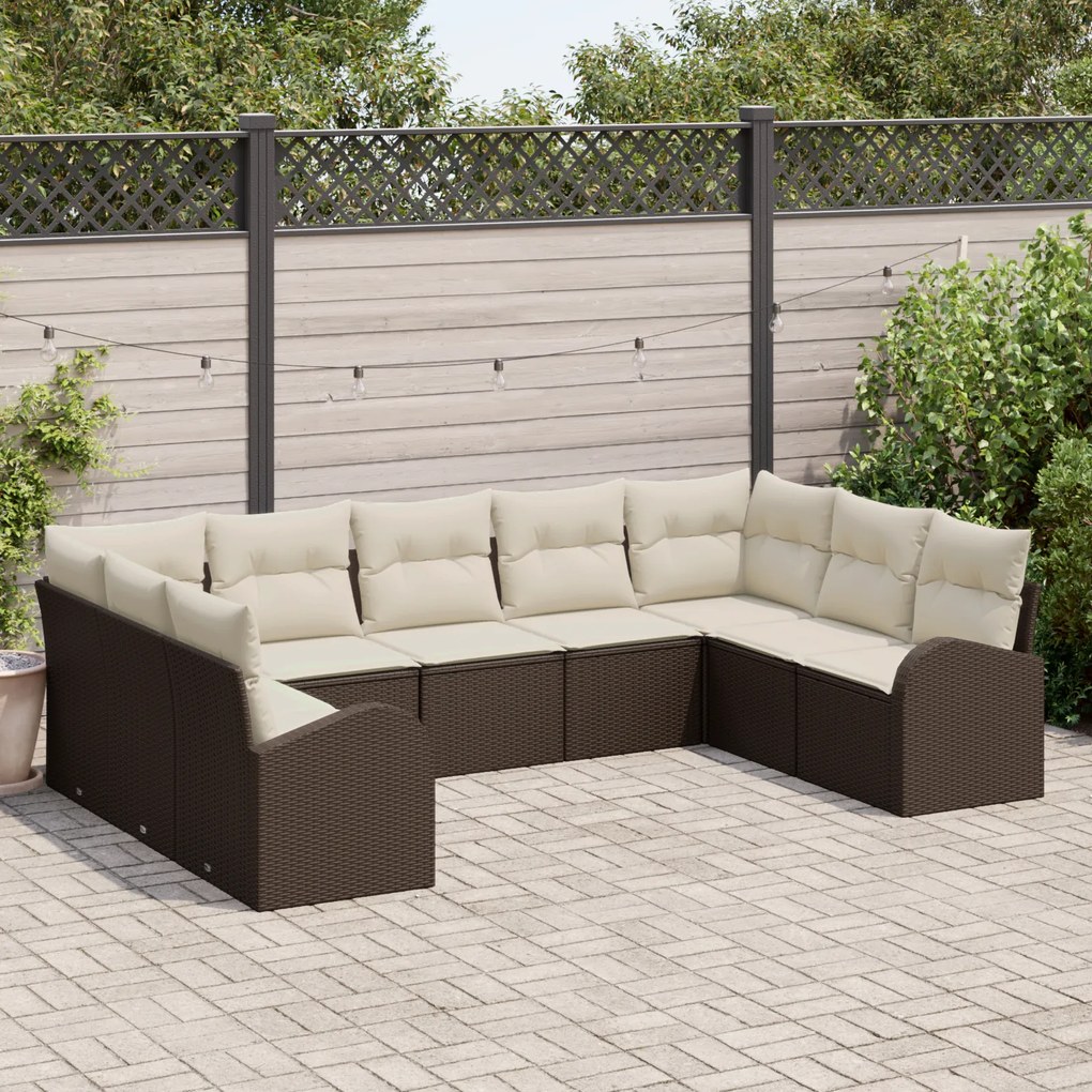 Conjunto de Sofás de Jardim VidaXL com Almofadas Castanho Rattan Polím