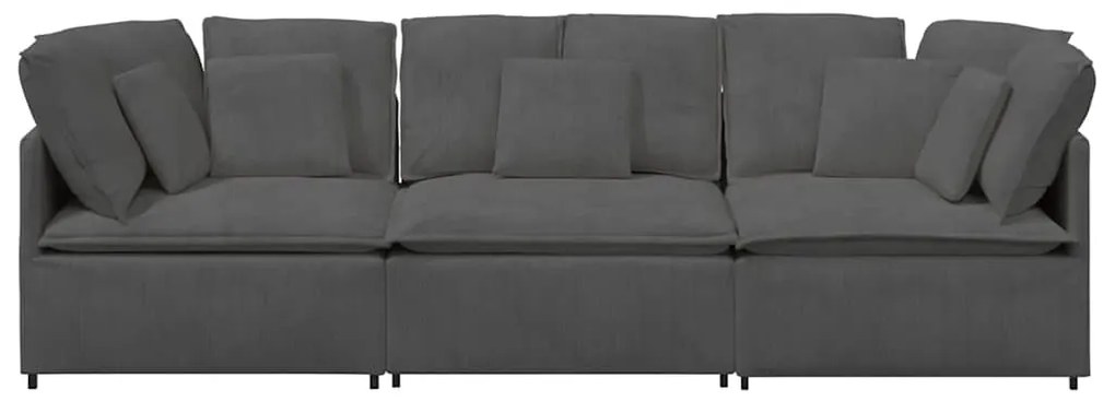Sofá modular com almofadas tecido corduroy cinzento-escuro