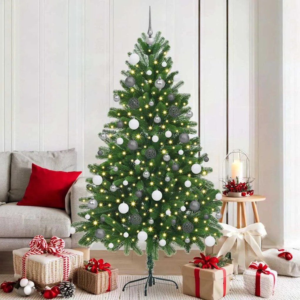 vidaXL Árvore de Natal com 300 LEDs com suporte Verde 180 cm PE