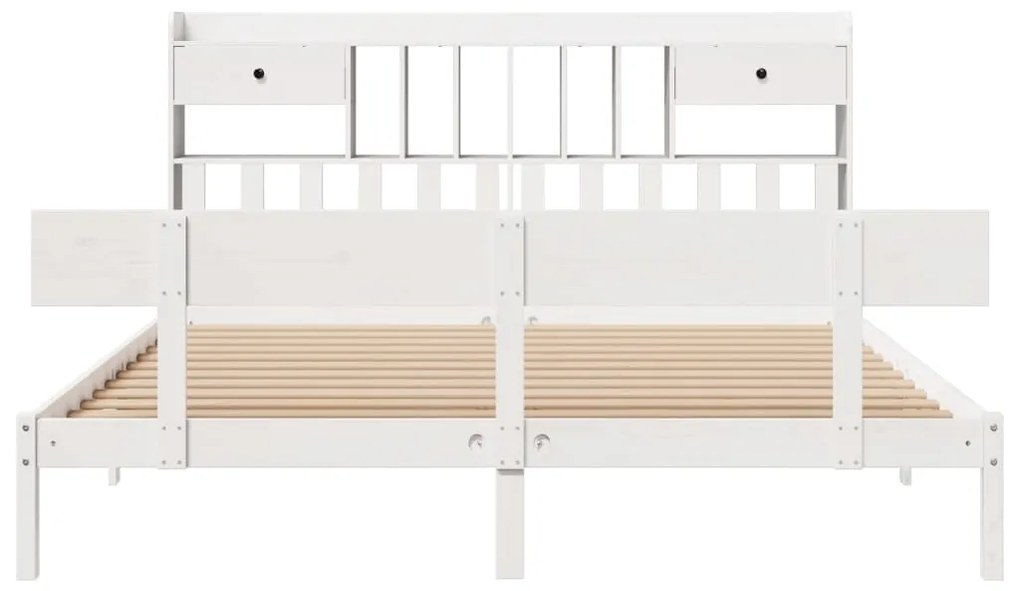 Cama com estante sem colchão 200x200 cm pinho maciço branco