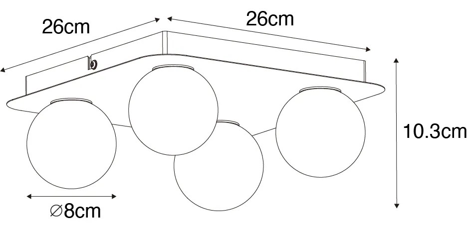 Candeeiro de teto moderno branco quadrado 4 luzes - Cederic Moderno