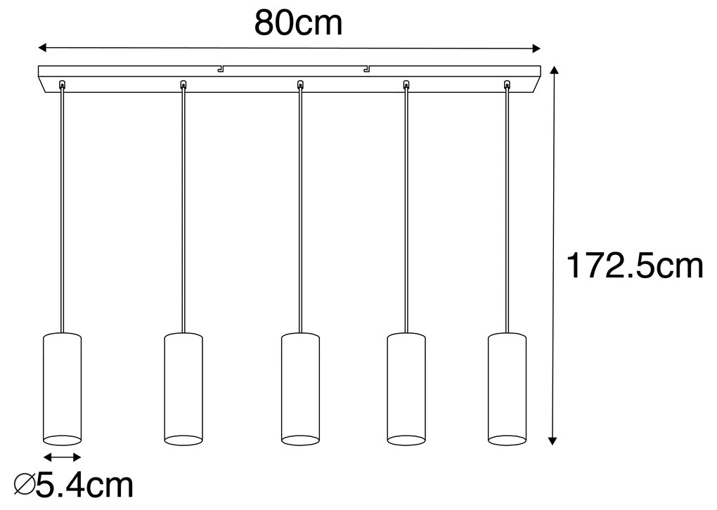 Candeeiro suspenso moderno preto 5-luzes - JEANA Moderno