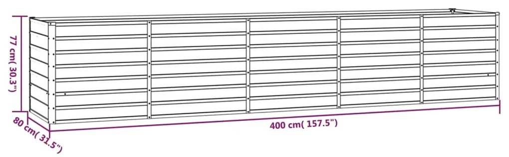 Canteiro de jardim 400x80x77 cm aço corten cor enferrujado