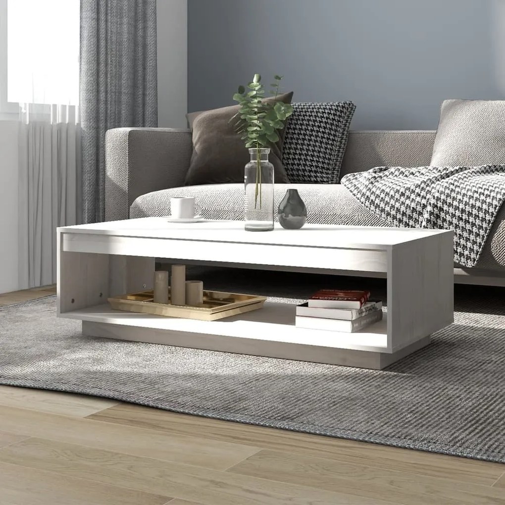 808509 vidaXL Mesa de centro 110x50x33,5 cm madeira de pinho maciça branco
