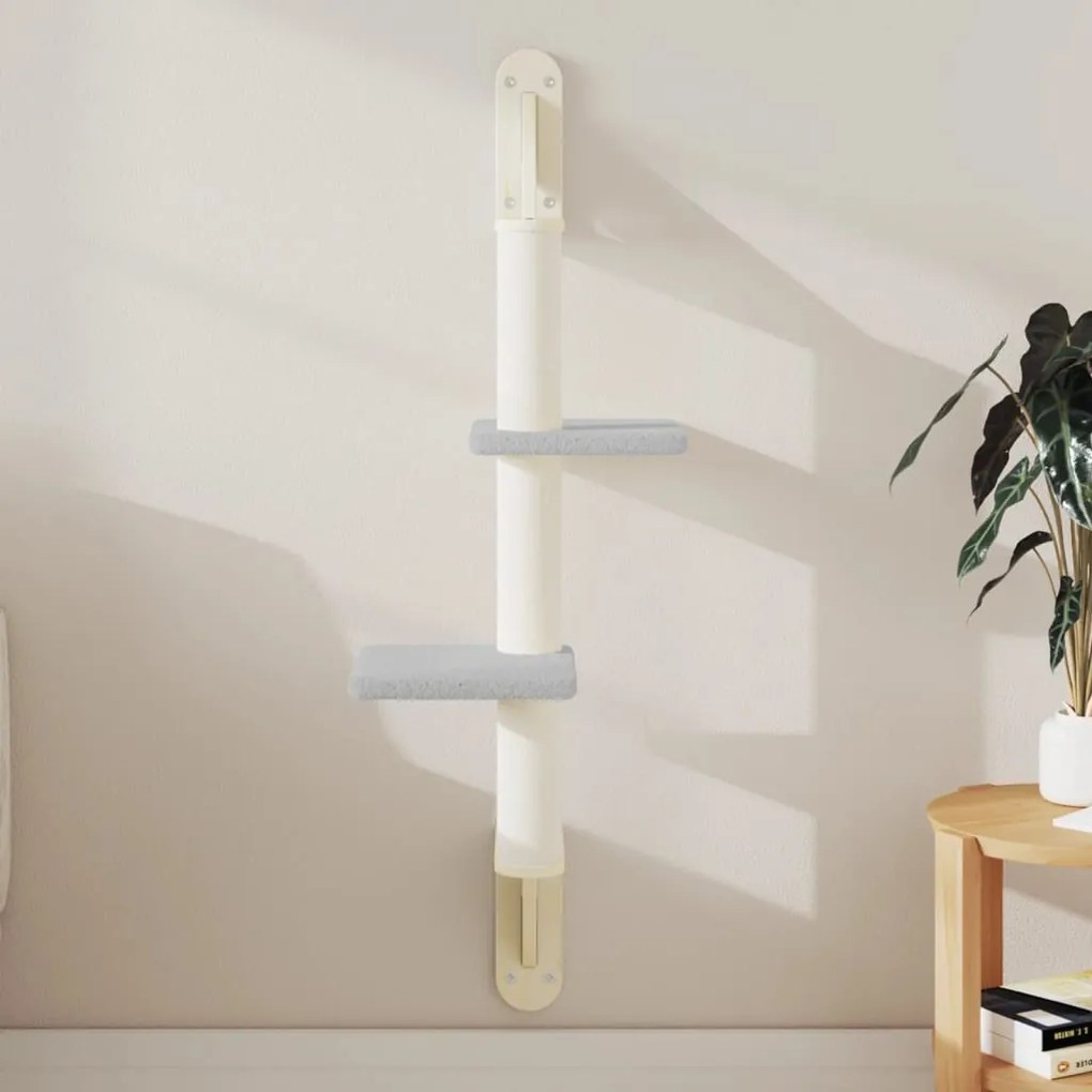 vidaXL Árvore parede p/ gatos c/ poste arranhador 108 cm cinza-claro