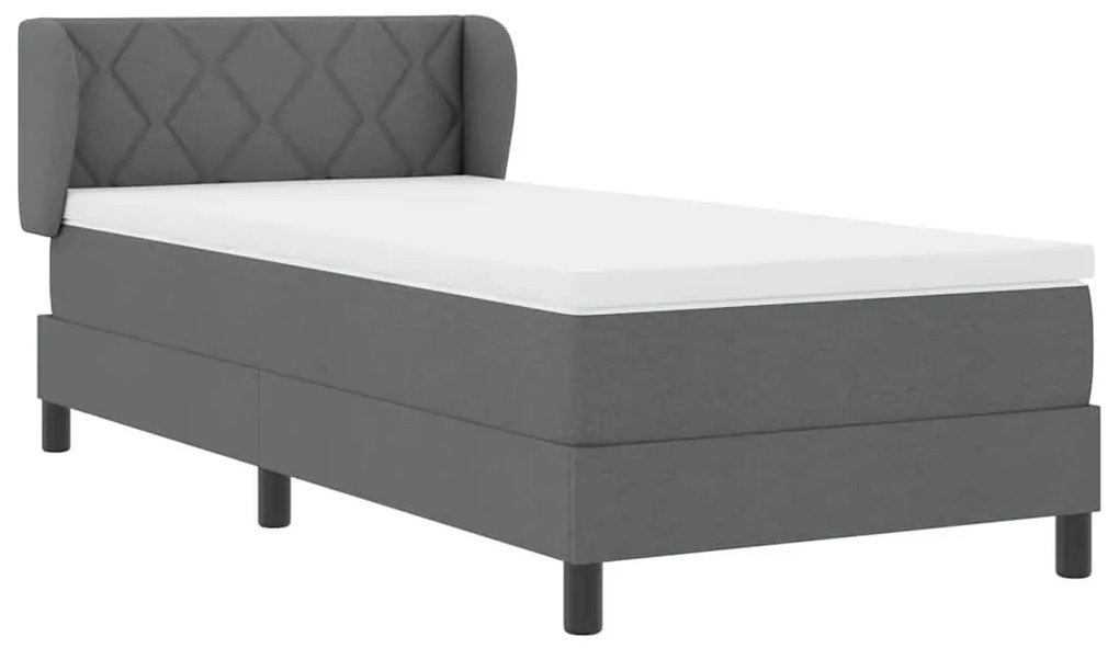 Cama Box Spring com Colchão vidaXL Cinza Escuro 100x200 cm Tecido