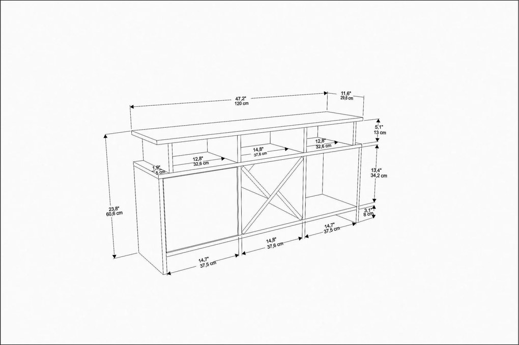 Móvel de TV Auburn – Antracite e Carvalho – 120 cm x 29,9 cm x 60,6 cm