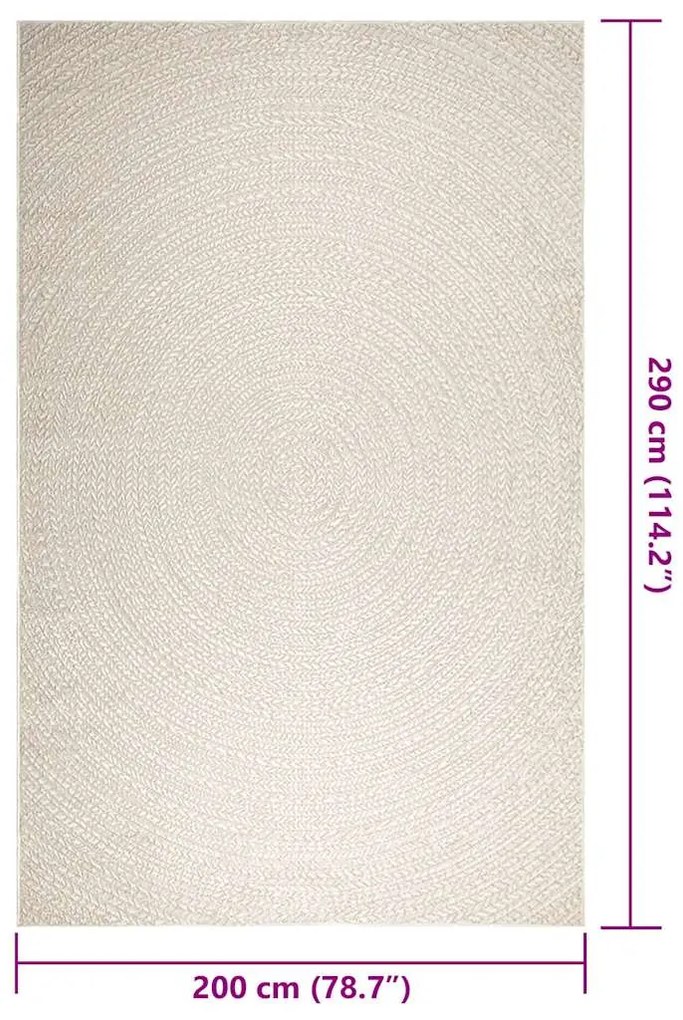 Tapete ZIZUR creme 200x290cm aspeto de juta interior e exterior
