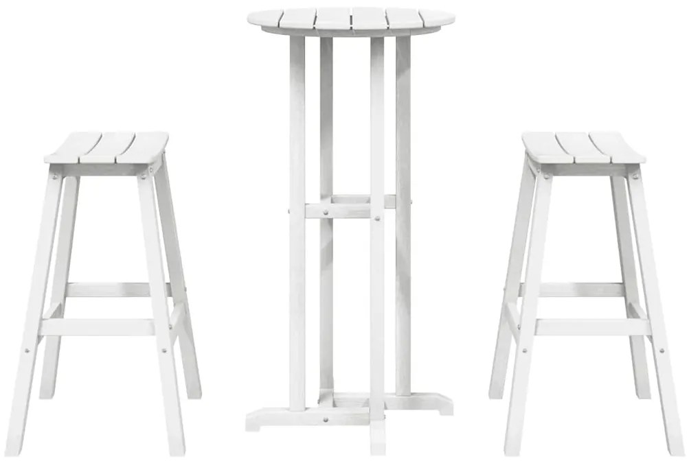 Conjunto de Bar Jardim 3 Peças Branco HDPE