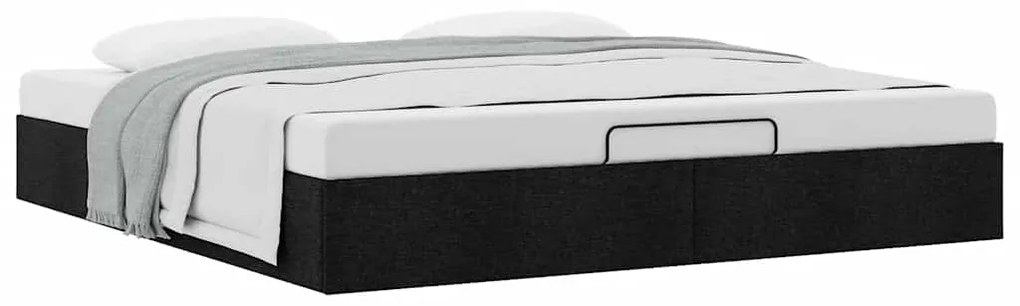 Estrutura de cama otomana sem colchão 200x200 cm tecido preto