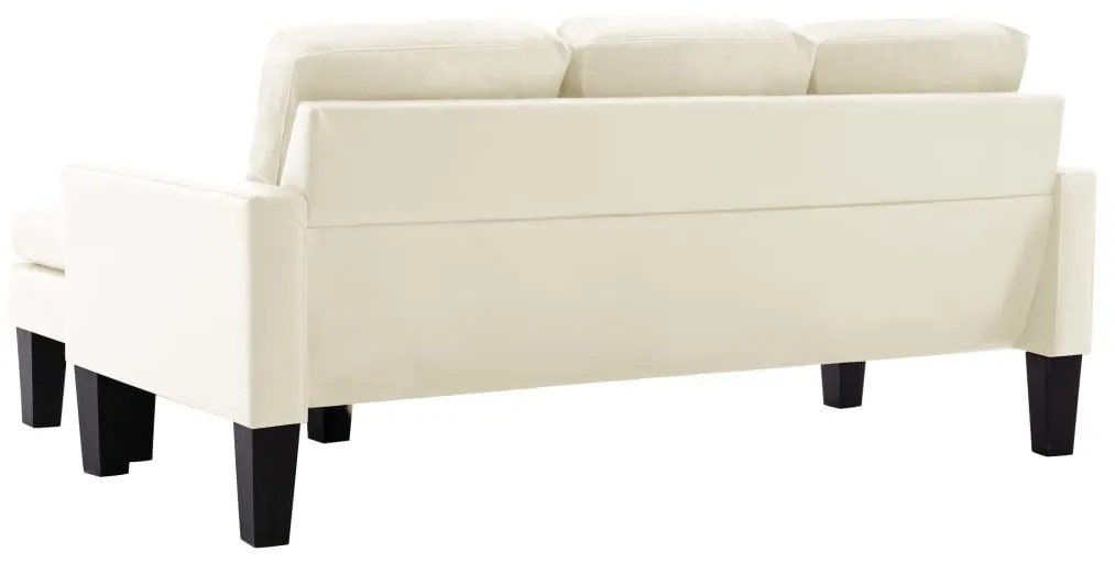 Sofá Lídia Chaise Longue - De 3 Lugares com Apóio de Pés - Cor Creme -