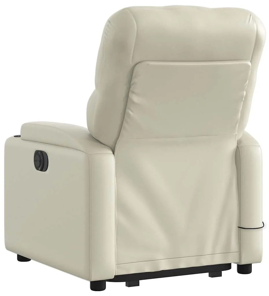 Poltrona reclinável de massagens couro artificial cor creme