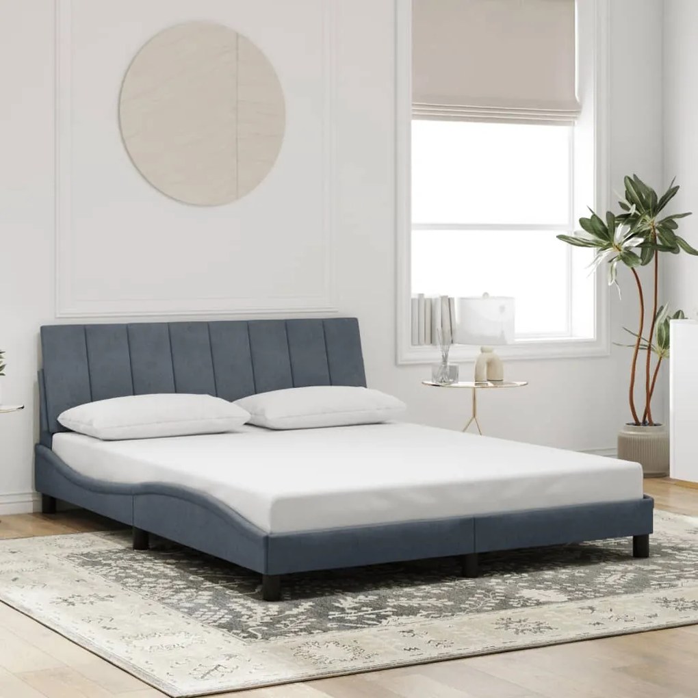 Estrutura de cama sem colchão 160x200 cm veludo cinzento-escuro
