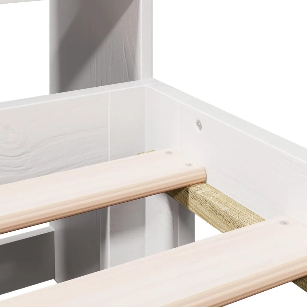 Cama com estante sem colchão 150x200 cm pinho maciço branco
