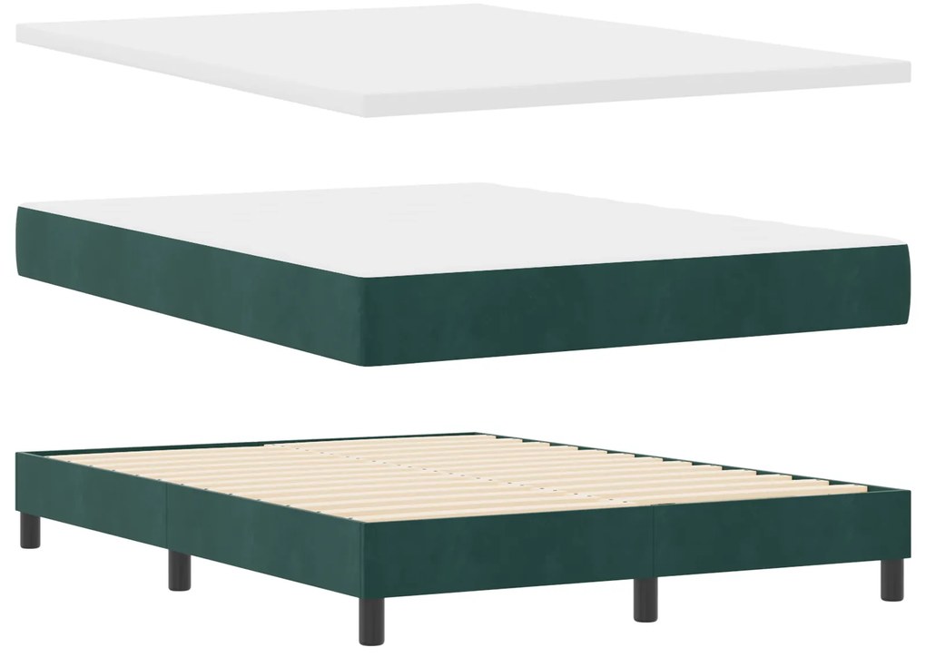 Cama Box Spring vidaXL com Colchão Verde Escuro 160x200 cm Veludo
