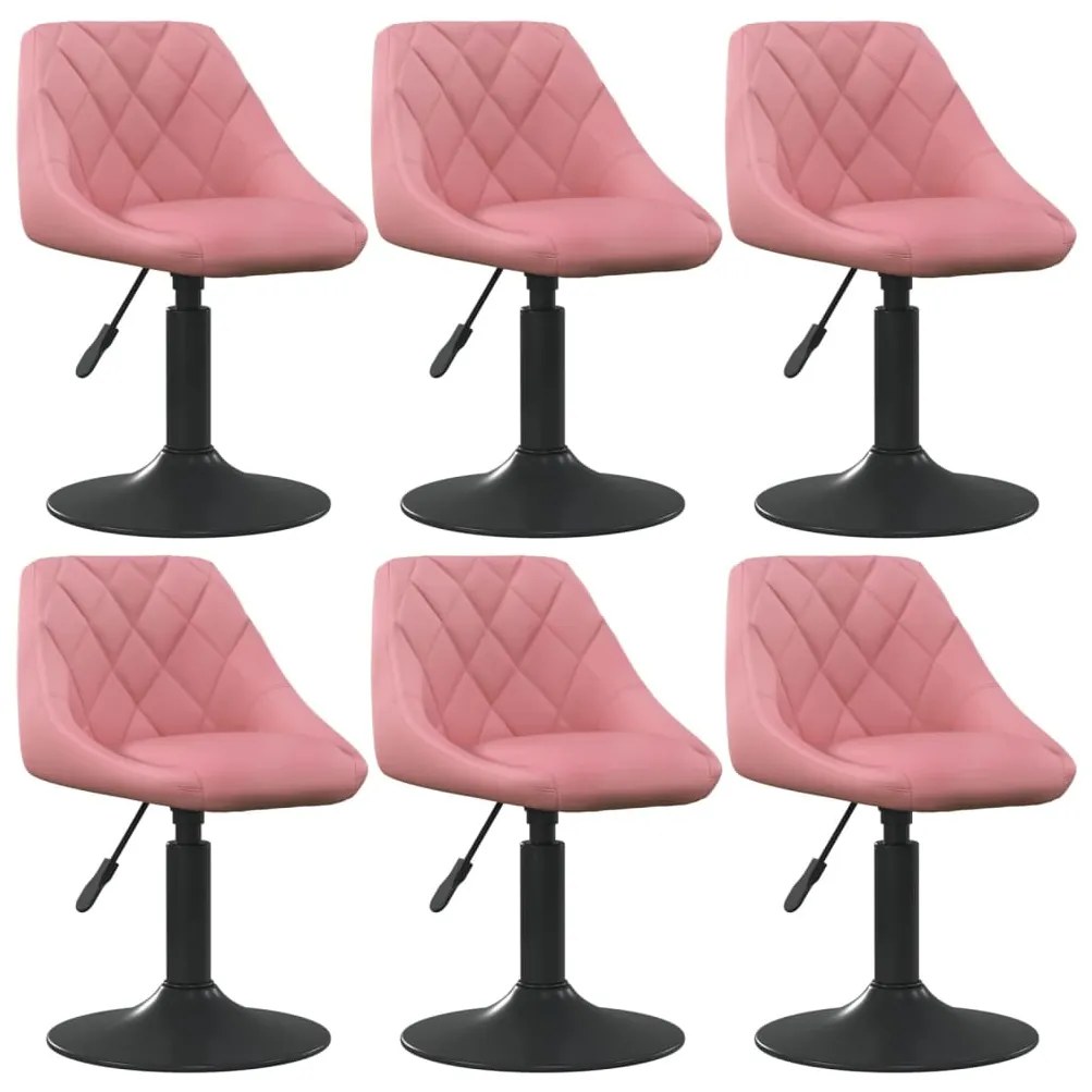 Cadeiras de jantar giratórias 6 pcs veludo rosa