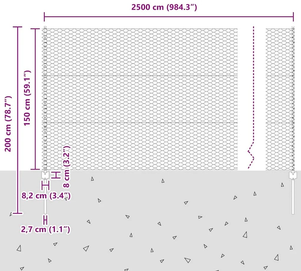 Conjunto de Cerca de Jardim Conjunto de 2 Cinza