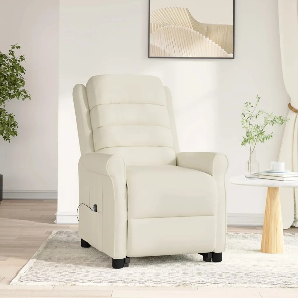 vidaXL Poltrona elevatória couro artificial cor creme