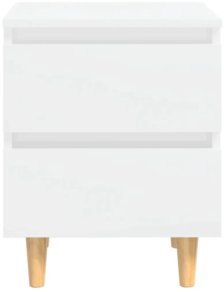 Mesa de cabeceira c/ pernas pinho 40x35x50 cm branco brilhante
