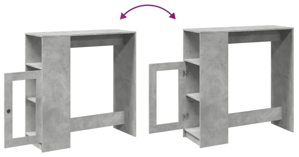 Mesa de bar c/ prateleiras derivados de madeira cinza cimento