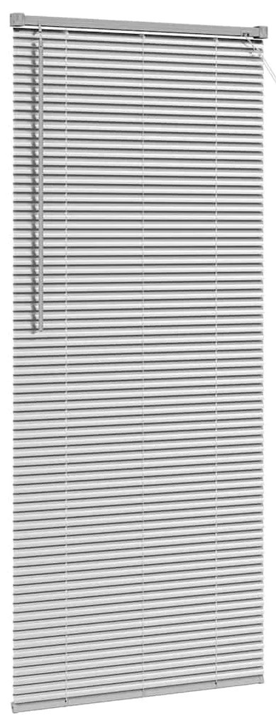 Persiana de Janela com cortinas Manual Prata 80 x 130 cm Alumínio