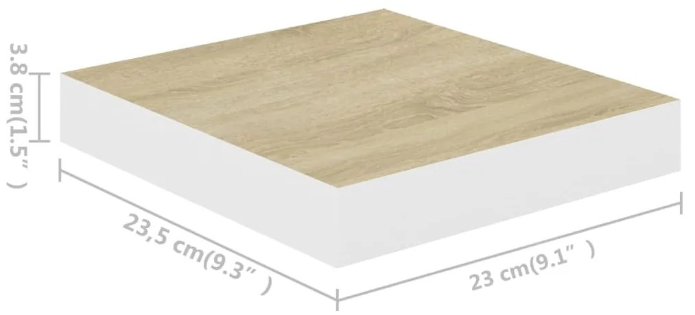 Prateleiras de parede 4 pcs 23x23,5x3,8cm MDF carvalho e branco