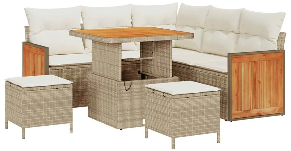 Conjunto de Sofás para Jardim vidaXL 8 Peças com Almofadas Bege Rattan