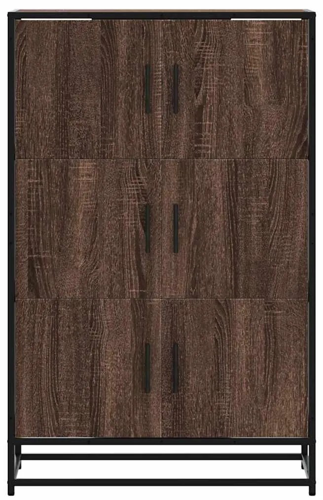 Armário alto 68x35x106,5 cm madeira e metal carvalho castanho