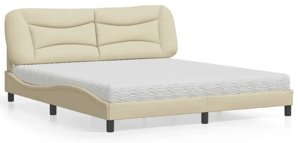 Cama com colchão 180x200 cm tecido cor creme