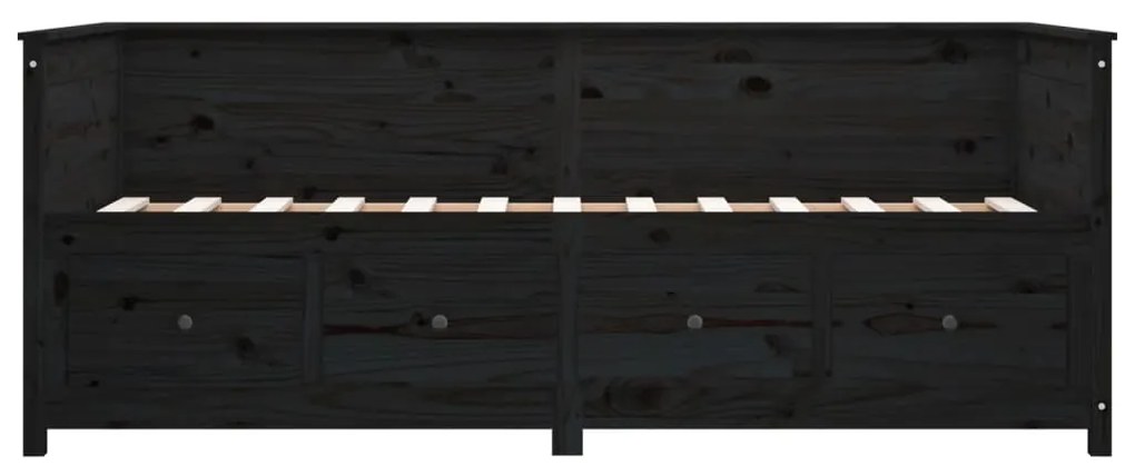 Sofá-cama 75x190 cm madeira de pinho maciça preto