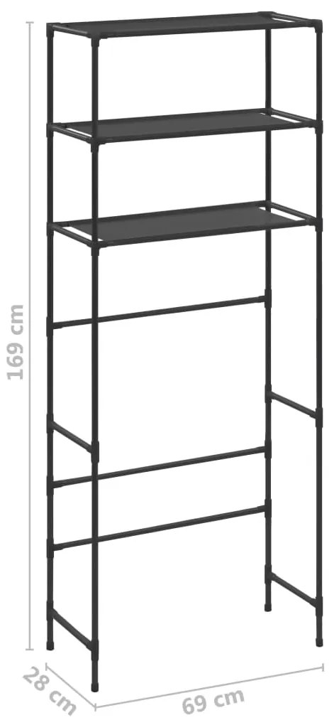 Estante de 3 prateleiras para lavandaria 69x28x169 cm preto
