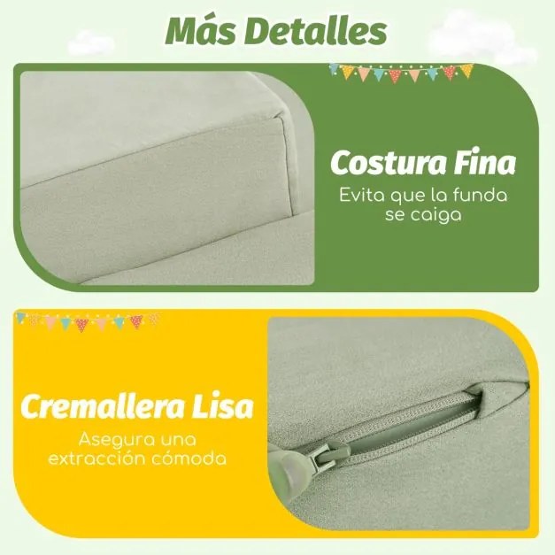 Conjunto de 5 peças para escalada para bebésr com piscina de bolinhas (NÃO INCLUIDAS) e capa lavável Verde