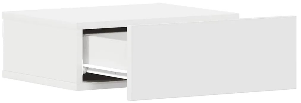 Mesas de cabeceira flutuantes 2 pcs derivados de madeira branco