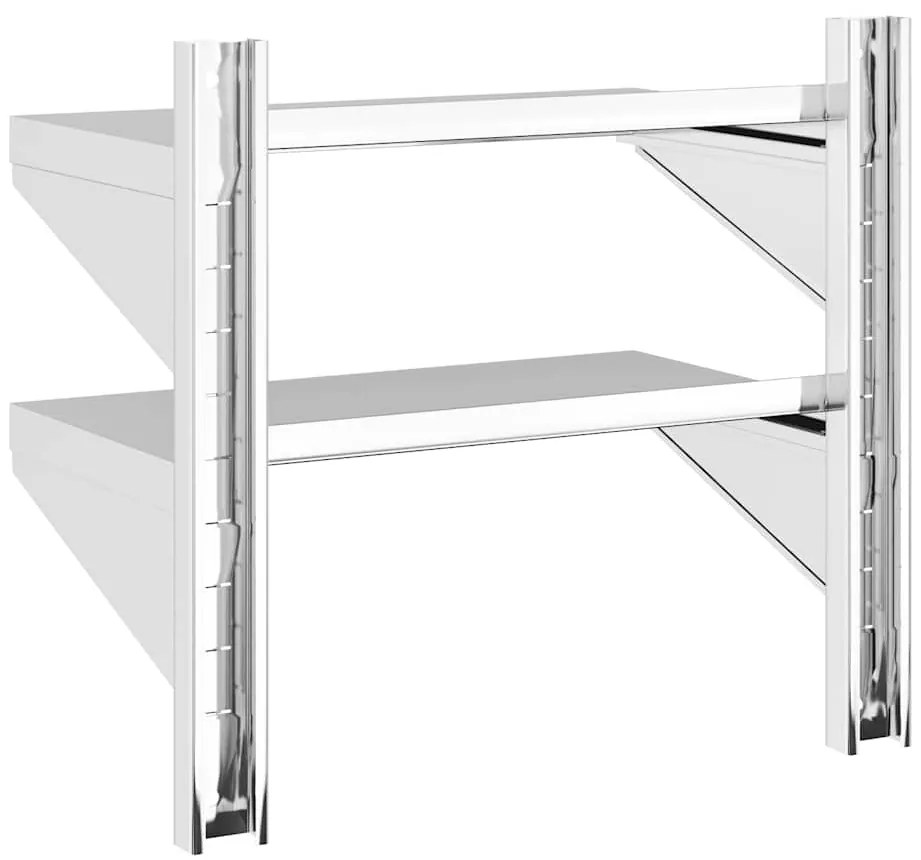 Estante parede 2 prateleiras 50x30x48 cm aço inoxidável prata