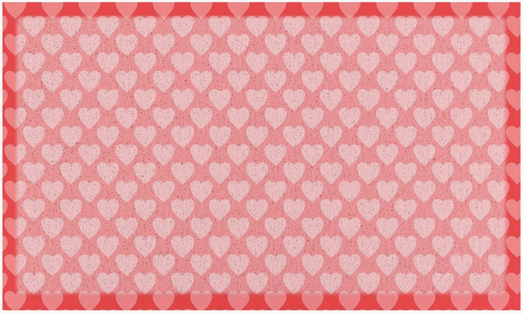 Tapete de entrada lavável Pink Heart