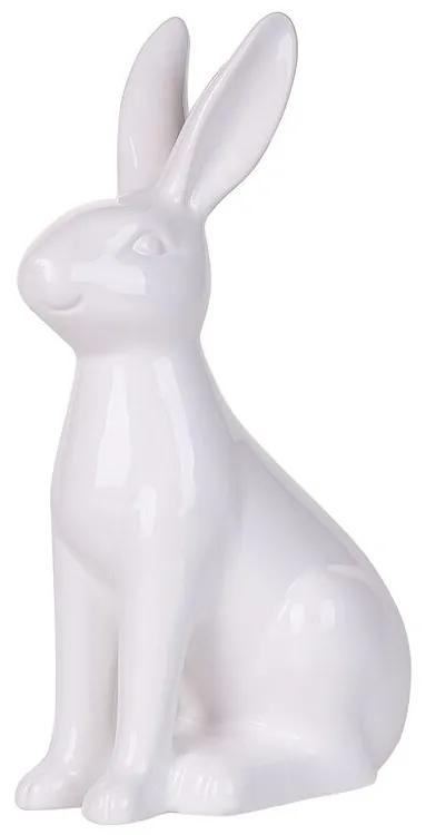 Figura decorativa com forma de coelho em cerâmica branca 26 cm RUCA Beliani