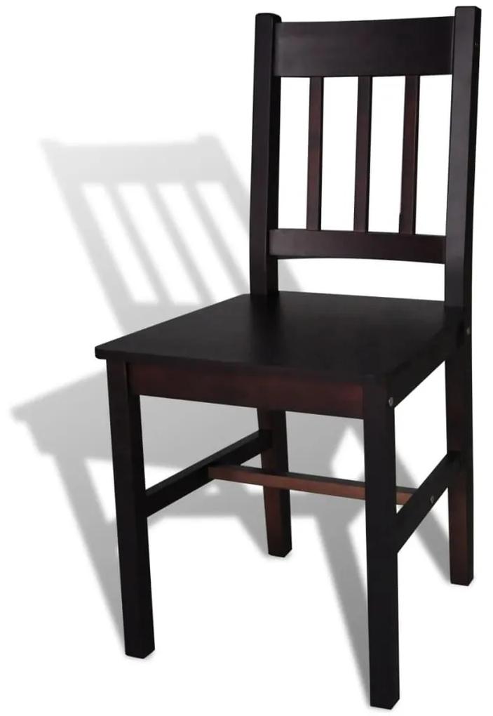 Cadeiras de jantar 4 pcs madeira de pinho castanho-escuro
