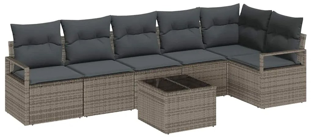 Conjunto de sofá de jardim com 6 peças e almofadas, rattan poliéster p
