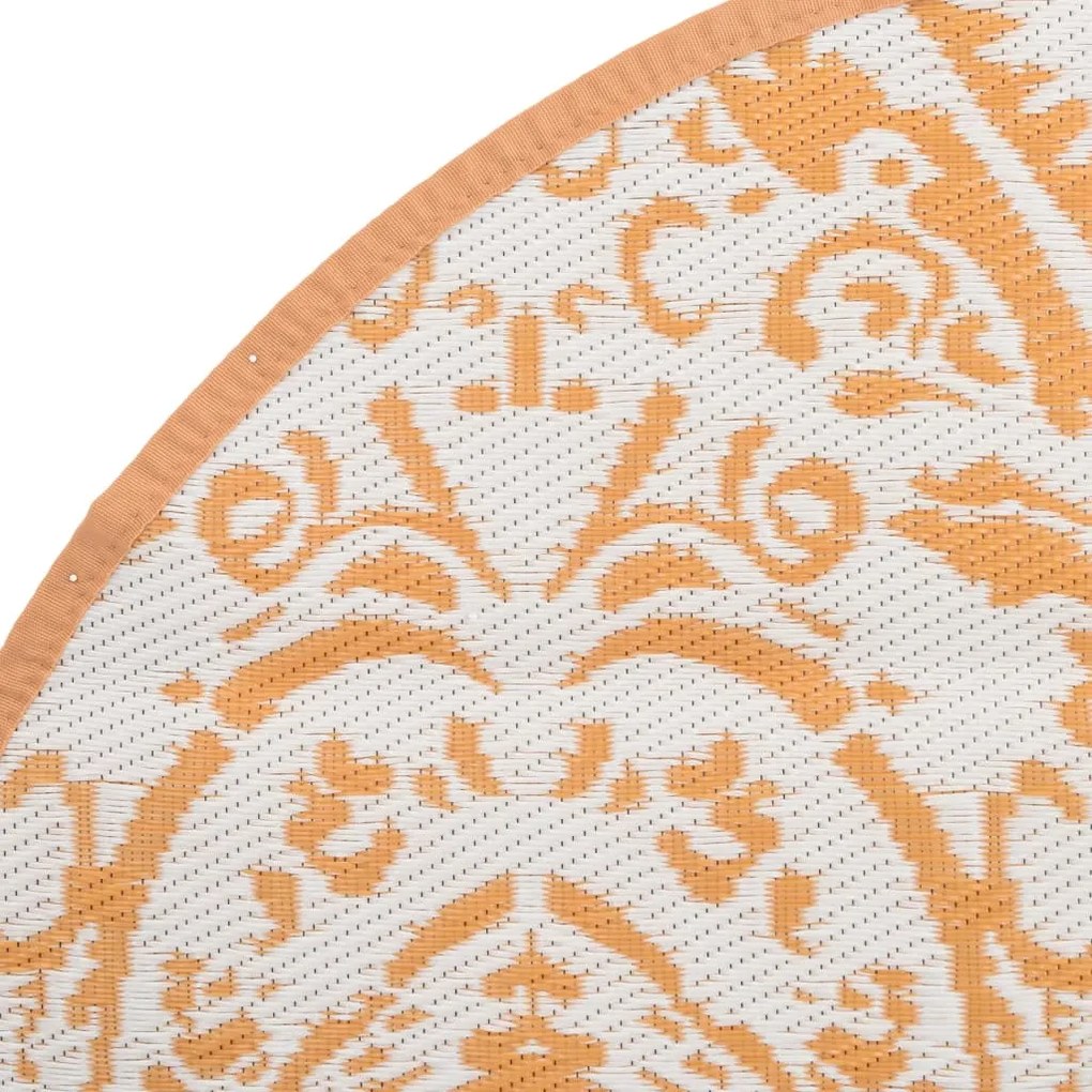 Tapete de exterior Ø120 cm ARAKIL PP laranja e branco