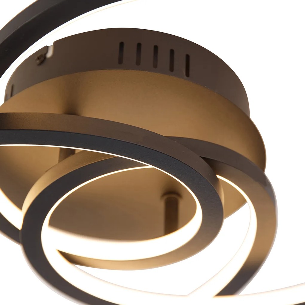 Candeeiro de teto preto 45 cm com LED regulável em 3 níveis - Rowin Design